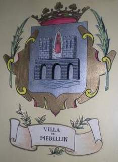 Escudo antiguo de Medelln, segn un cuadro existente en el Excmo. Ayuntamiento de la Villa. (Fot. T. Garca, 5/182009)