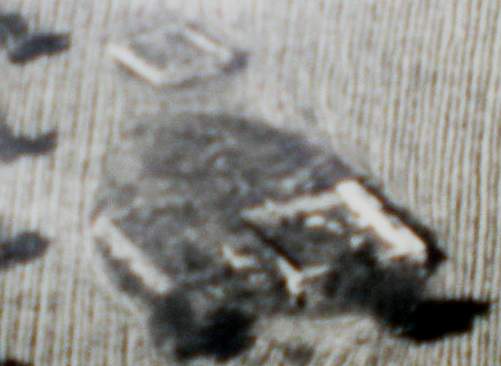 Restos de la cimentación del convento, según una image aérea de los años 60 del s. XX. (De una fotografía existente en el Excmo. Ayto.)