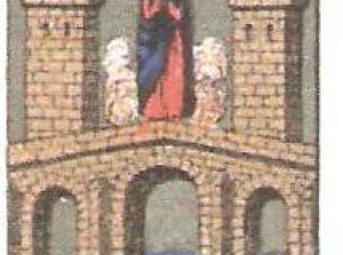 Imagen del escudo de Medellín, según Piferrer, F. 