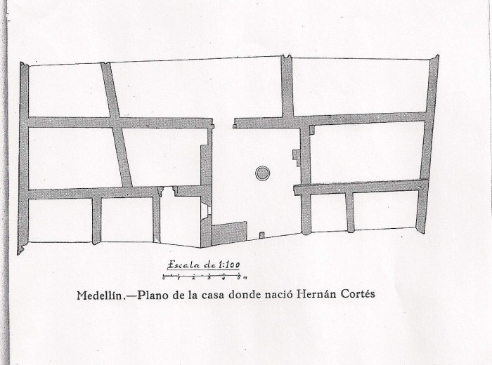 Plano de la casa de Hernán Cortés, en Medellín (España)