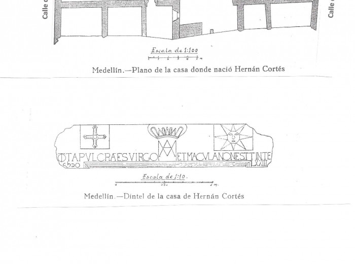 Plano levantado a finales del siglo XIX, sobre los restos de la casa de Hernán Cortés.