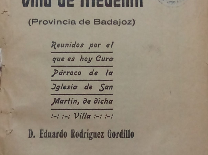 Portada del único ejemplar conocido (incompleto) de los Apuntes. Cáceres, 1915.