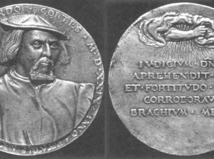 Medalla de Weiditz. Uno de los pocos retratos originales de Cortés.