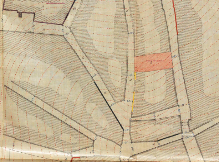 Detalle de un mapa de las zonas circundantes a la Casa de Cortés.
