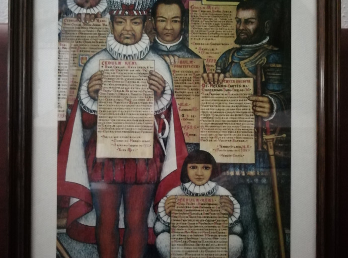 Hernández Xochitiotzin, ... pergaminos de la Cédula Real otorgada por el  Carlos V a los tlaxcaltecas