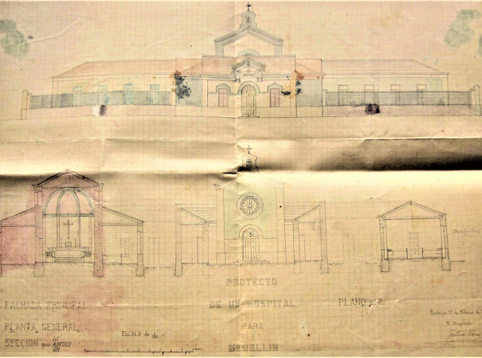 Plano del hospital encargado por D. Manuel de Pedraza y Medina (1886)