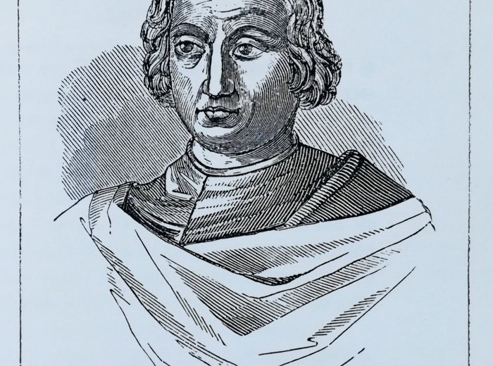 Grabado de Quinto Cecilio Metello Pío fundador de Metellinum, Castra Caecilia y Baños.