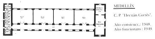 Plano del Ala Norte del Colegio "Hernn Corts". (Unidad Tcnica de Construcciones. M.E.C  Direccin Provincial de  Badajoz)