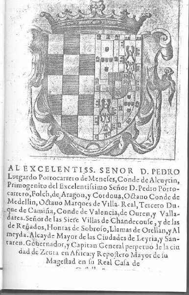 Dedicatoria de libro al Conde de Medelln.