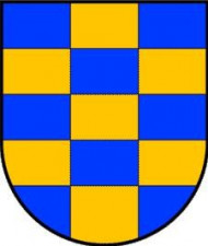 Escudo jaquelado de quince piezas de azur y oro.
