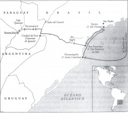 Itinerario de la expedición Sanabria (al mando de Dª. Mencía) al río de la Plata.