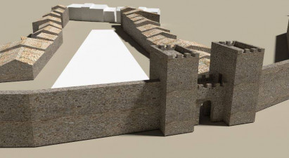 Recreación virtual de la Puerta de la Villa y de la Plaza de H.Cortés.