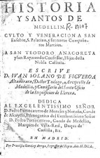 Portada de la Historia y Santos de Medellín.