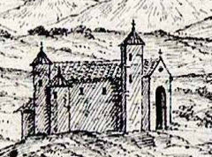Convento de S. Francisco. Grabado del ingeniero francés Berlier (1809).