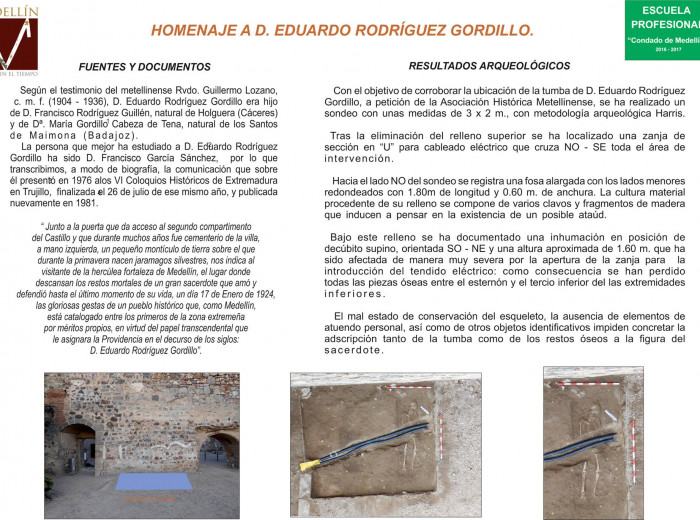 Síntesis del Informe de la intervención arqueológica en el lugar donde fue enterrado D. Eduardo R. Gordillo.