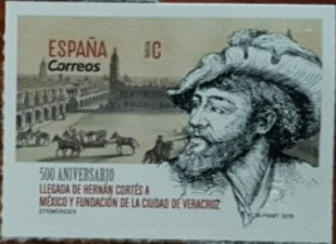 Sello conmemorativo de Hernán Cortés. (Primer día de circulación: 22/04/2019)