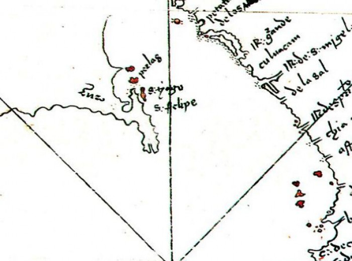 Mapa de Hernán Cortés, el más antiguo de Baja California. 