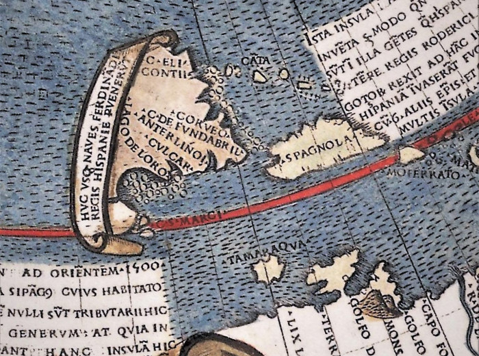 El mapa que ven es el planisferio de Ruysch, publicado en 1507. Se trata del mapa más antiguo donde se aprecia parte de lo que es actualmente México.
