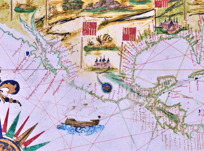 Mapa más antiguo donde aparece el nombre California. En este caso aplicado al hoy Cabo San Lucas, nombrado Punta de la California.