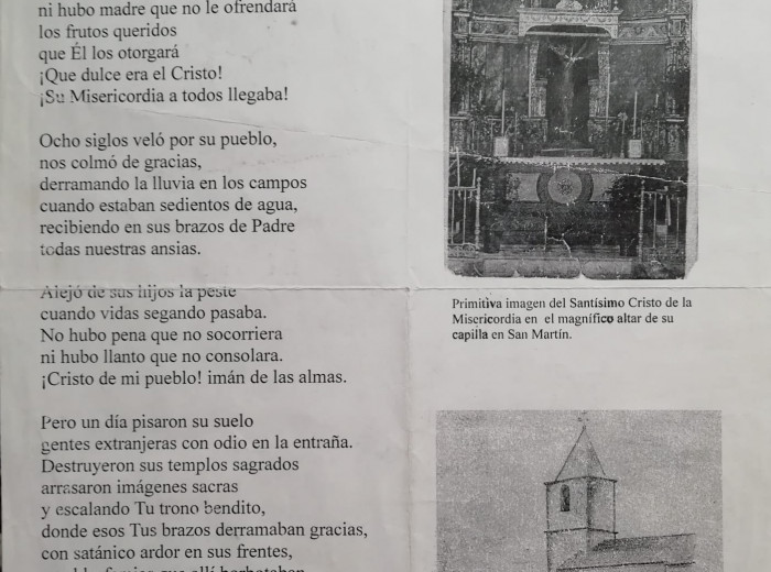 Poema dedicado al Cristo de San Martin y dibujo de esa parroquia.