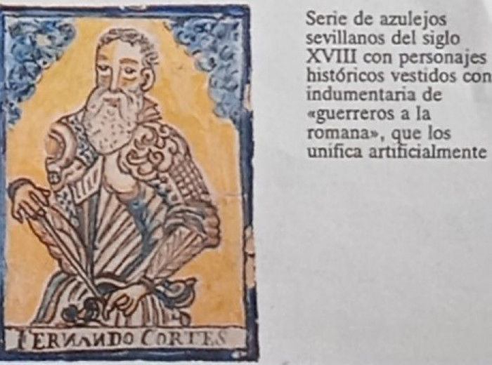 Azulejo con la imagen de Hernán Cortés