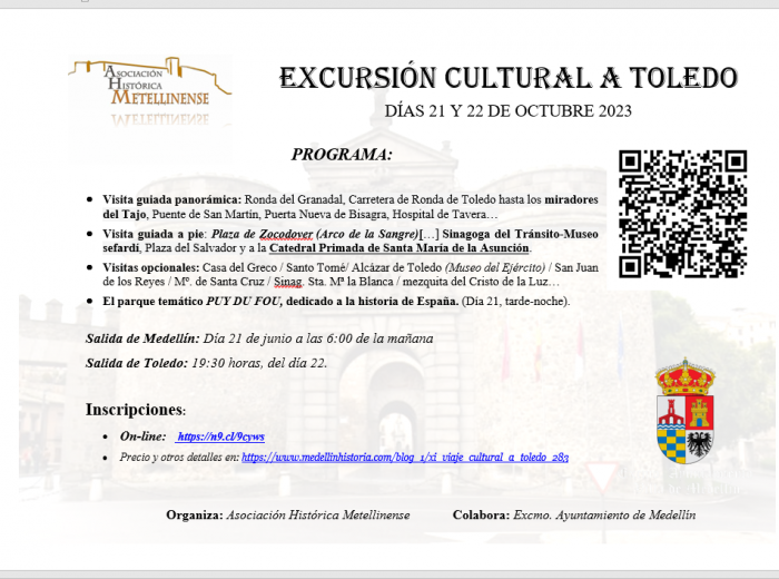 Cartel informativo del viaje cultural y de convivencia a Toledo
