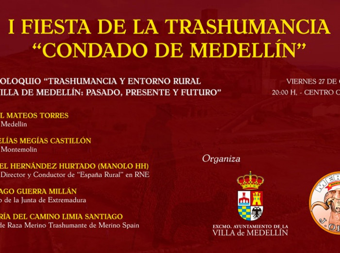 Cartel anunciador de la Mesa Redonda, con motivo de la  I Fiesta de la Trashumancia 'Condado de Medellín'