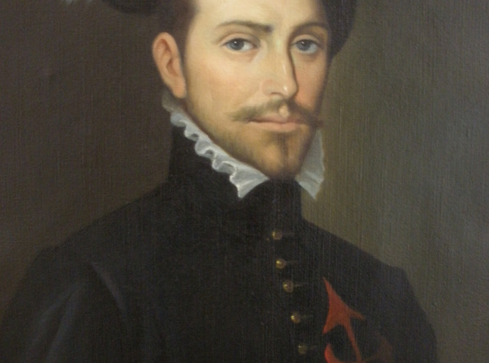 Actual retrato de Cortés en el Salón de Plenos del Ayuntamiento de Medellín.