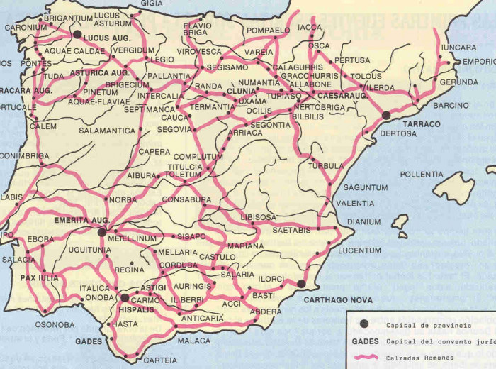 Mapa viario de Hispania.