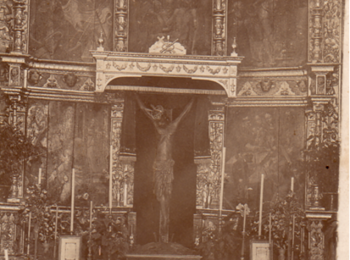 Retablo de la capilla del Cristo de San Martín, tras su traslado desde la iglesia de Santiago.
