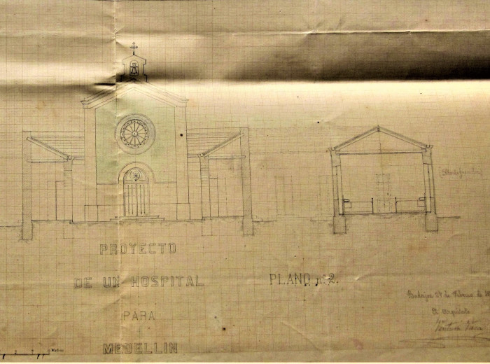 Detalle del plano del Oratorio del hospital encargado por D. Manuel de Pedraza y Medina (1886)